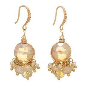 Golden Bead Earrings with Ivory Bead Accents